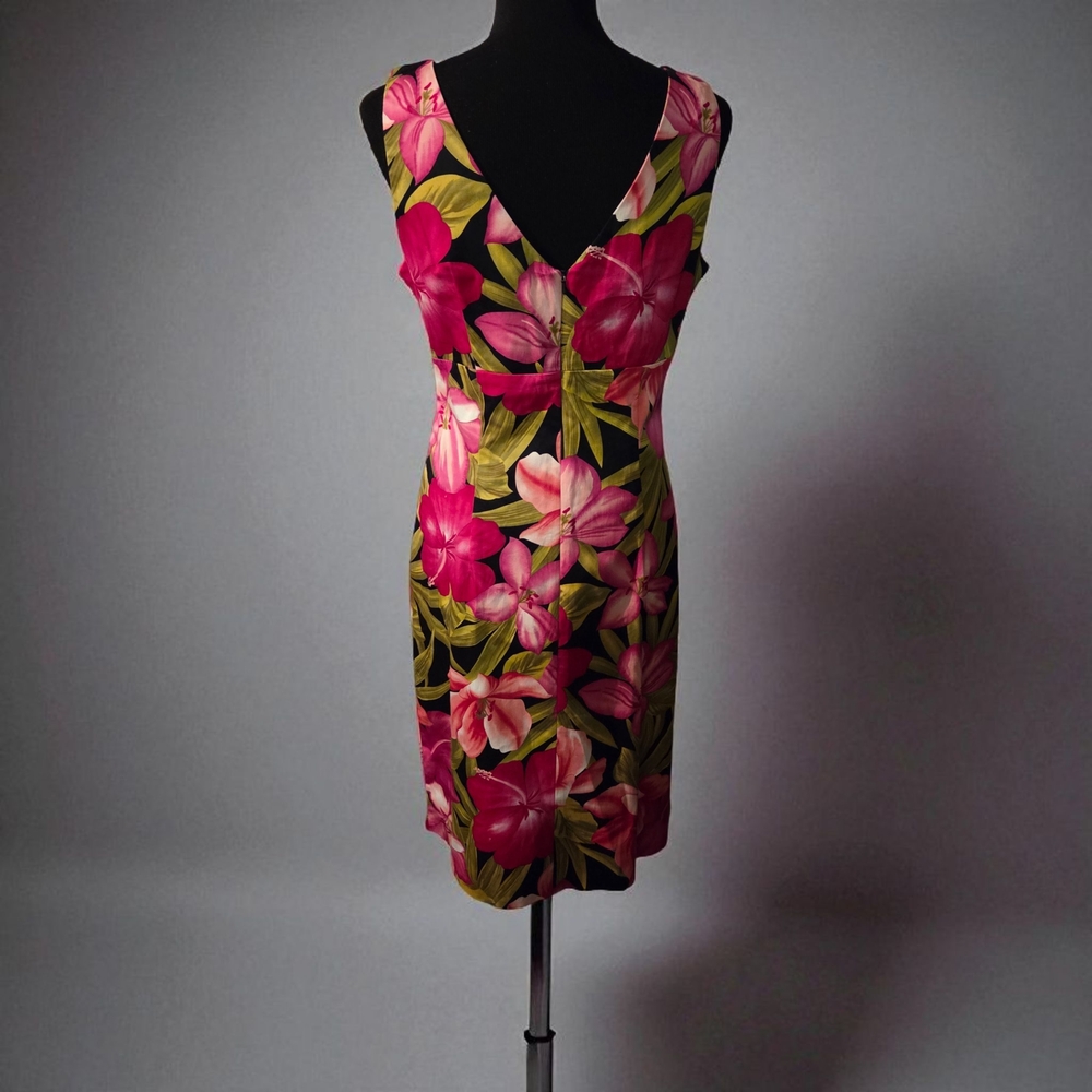 AGB Pink and Green Floral Sleeveless Dress Size 10 - Picture 2 of 5